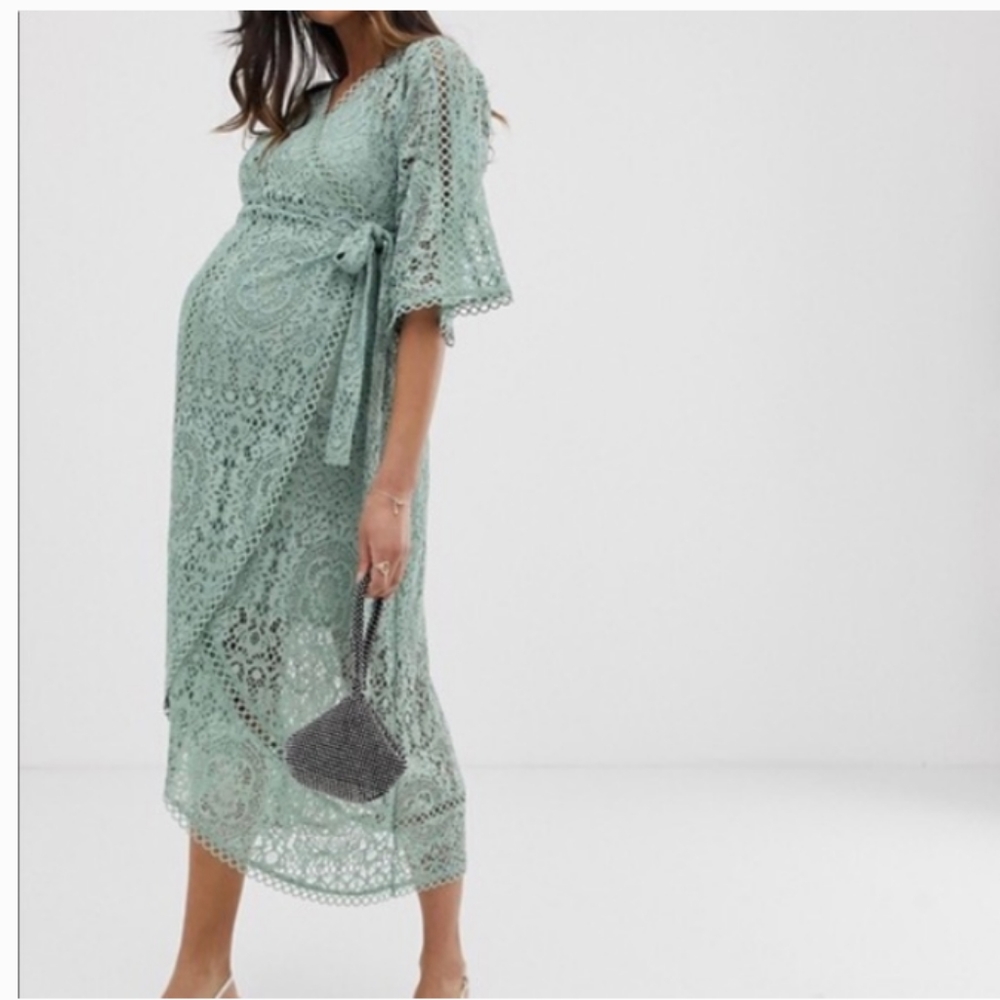 ASOS Wrap up lace maternity dress